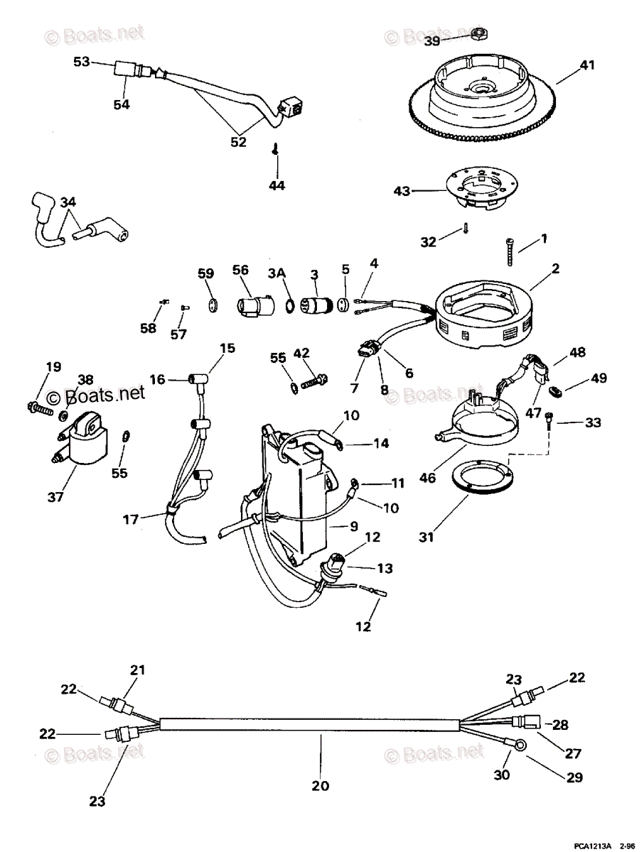 Evinrude Outboard 1996 OEM Parts Diagram for IGNITION SYSTEM -- ROPE/AC ...