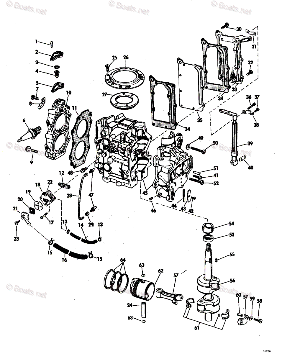 Evinrude Outboard 1970 OEM Parts Diagram for Powerhead Group | Boats.net