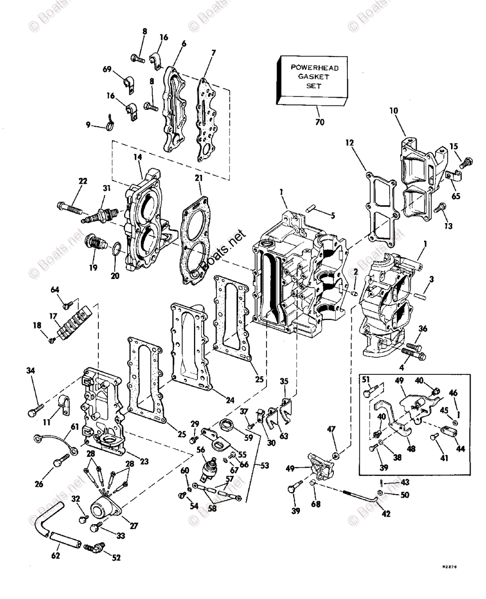 Evinrude Outboard 1979 Oem Parts Diagram For Cylinder And Crankcase 