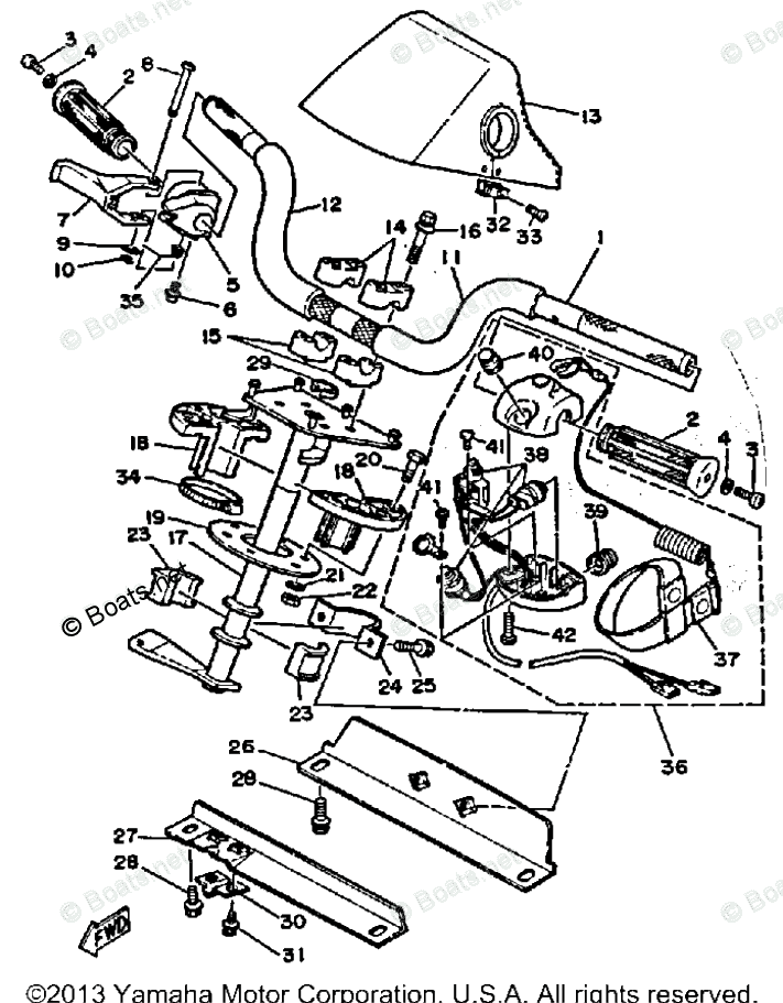 Yamaha Waverunner 1990 OEM Parts Diagram for Steering