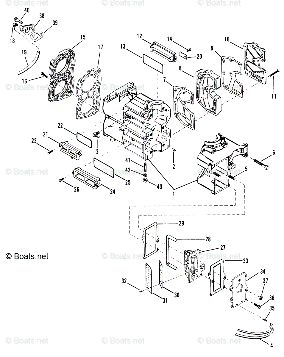 Mercury Outboard 25HP OEM Parts Diagram For Cylinder Block And Covers ...