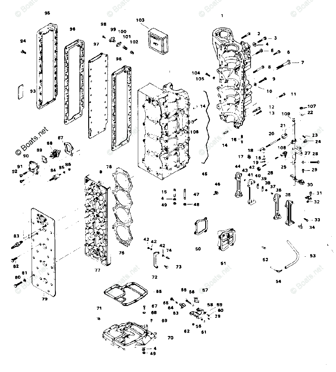 Force Outboard 1986 OEM Parts Diagram for Power Head