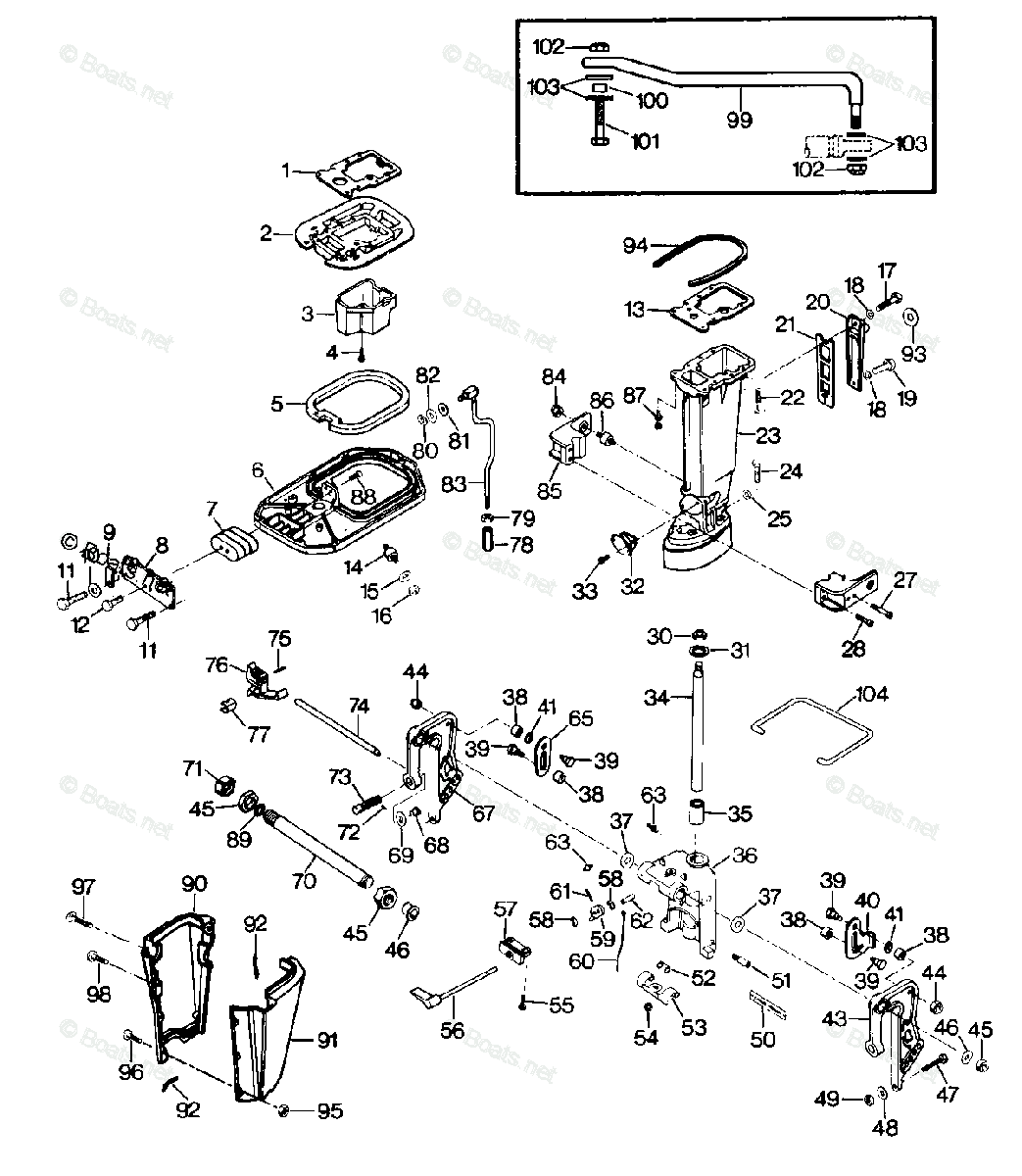 Force Outboard 1987 OEM Parts Diagram for MOTOR LEG