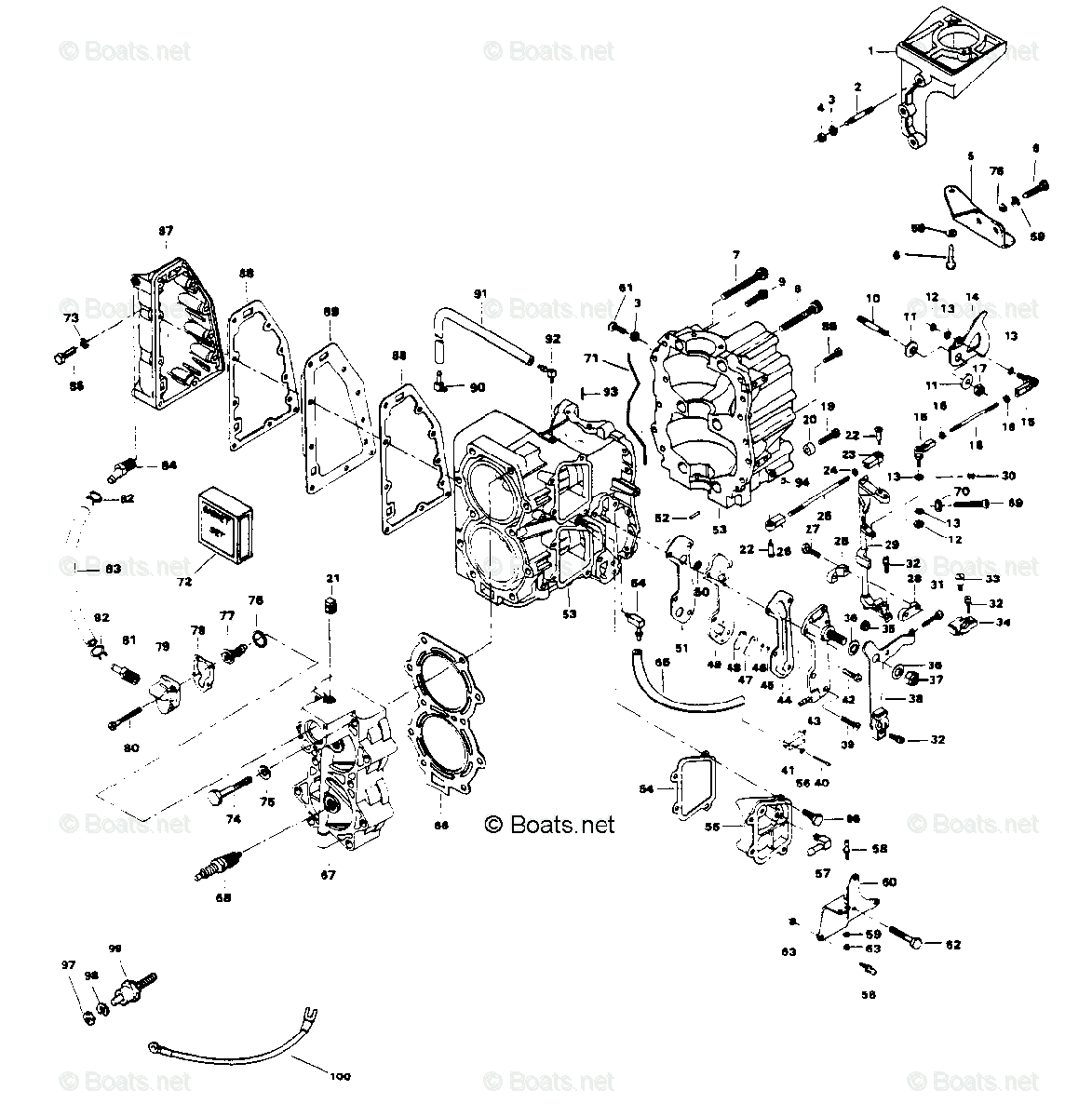 Force Outboard 1984 OEM Parts Diagram for Power Head