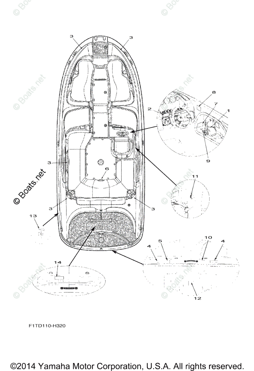 Yamaha Boats 2011 OEM Parts Diagram for Important Labels