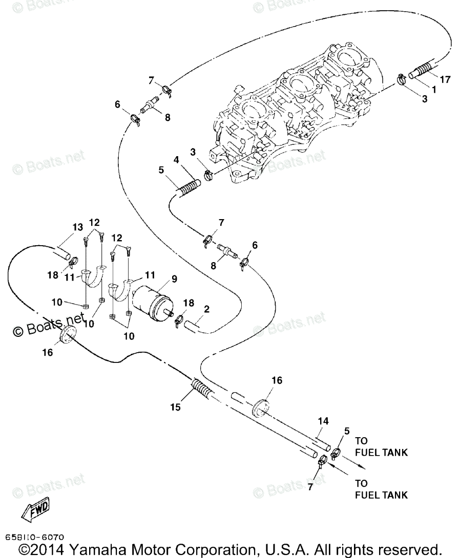 Yamaha Boats 2002 OEM Parts Diagram for Fuel Port Engine