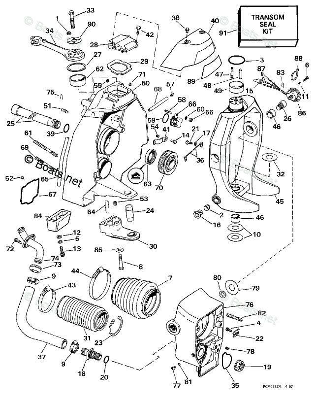 OMC Sterndrive 4.30L 262 CID V6 OEM Parts Diagram for Transom Mount ...