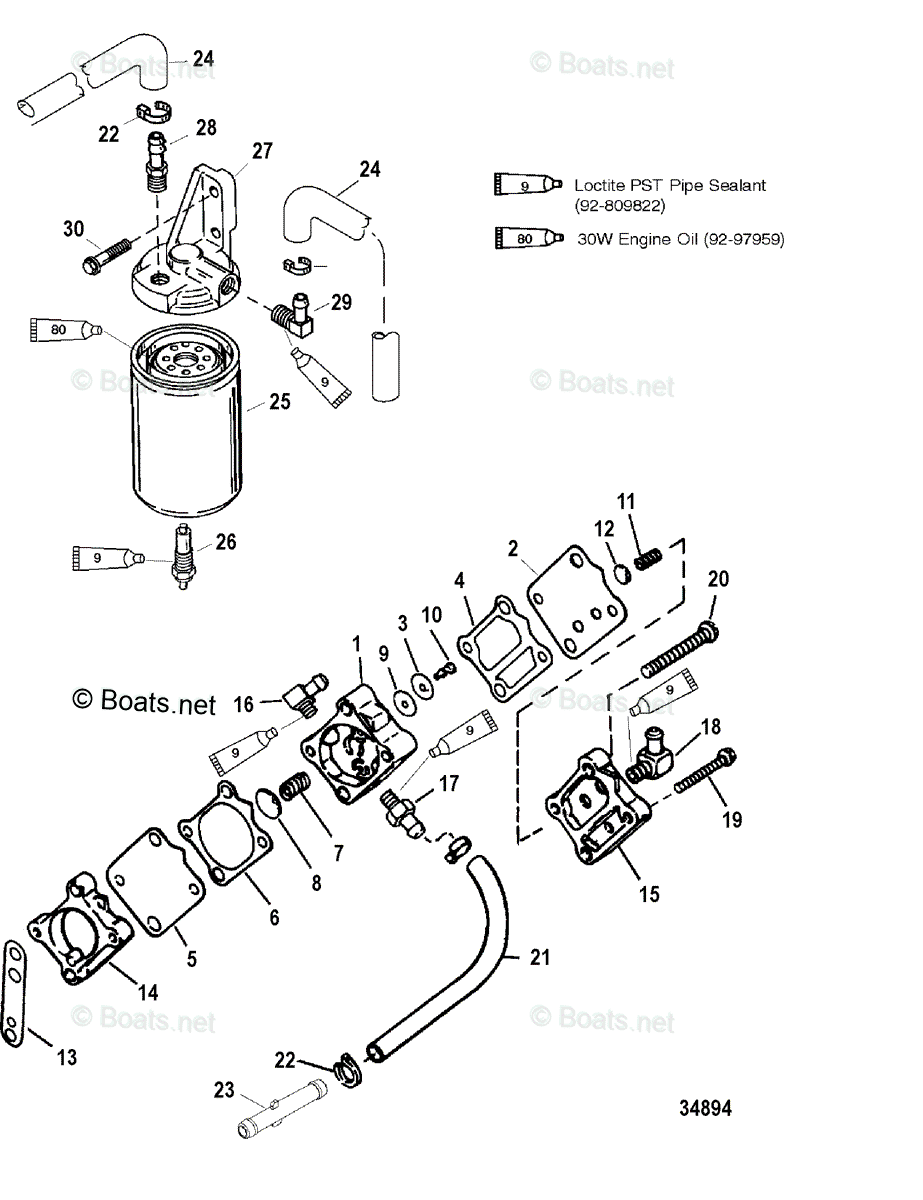 Mercury Outboard 150HP OEM Parts Diagram for FUEL PUMP & FILTER