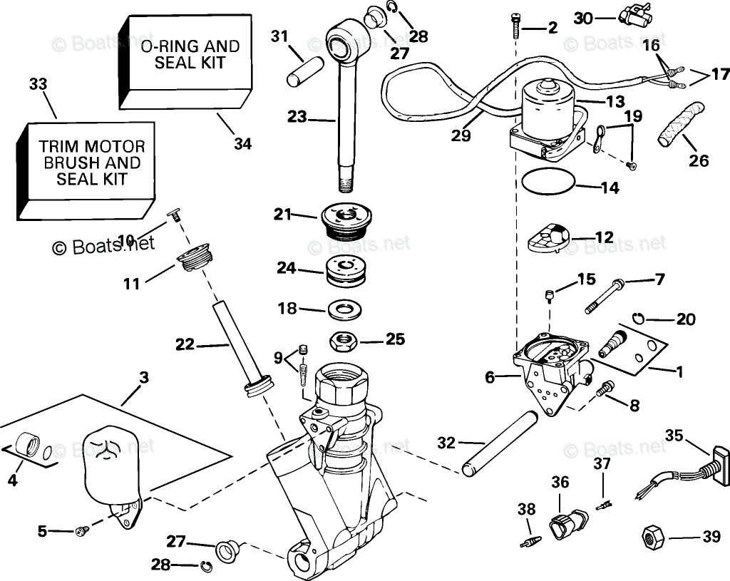 Johnson Outboard 115HP OEM Parts Diagram for Power Trim/Tilt