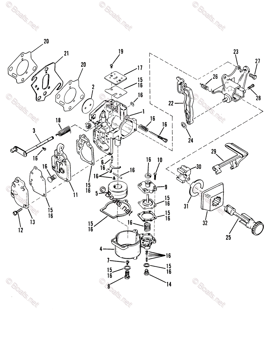 Mercury Outboard 25HP OEM Parts Diagram For CARBURETOR | Boats.net