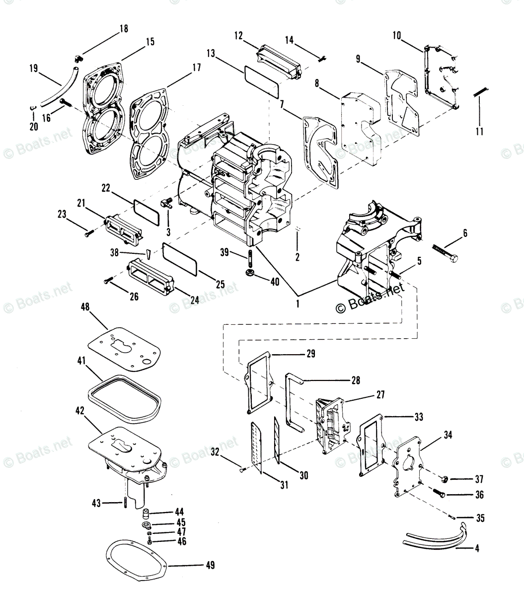 Mercury Outboard 25HP OEM Parts Diagram for Cylinder Block and Covers ...