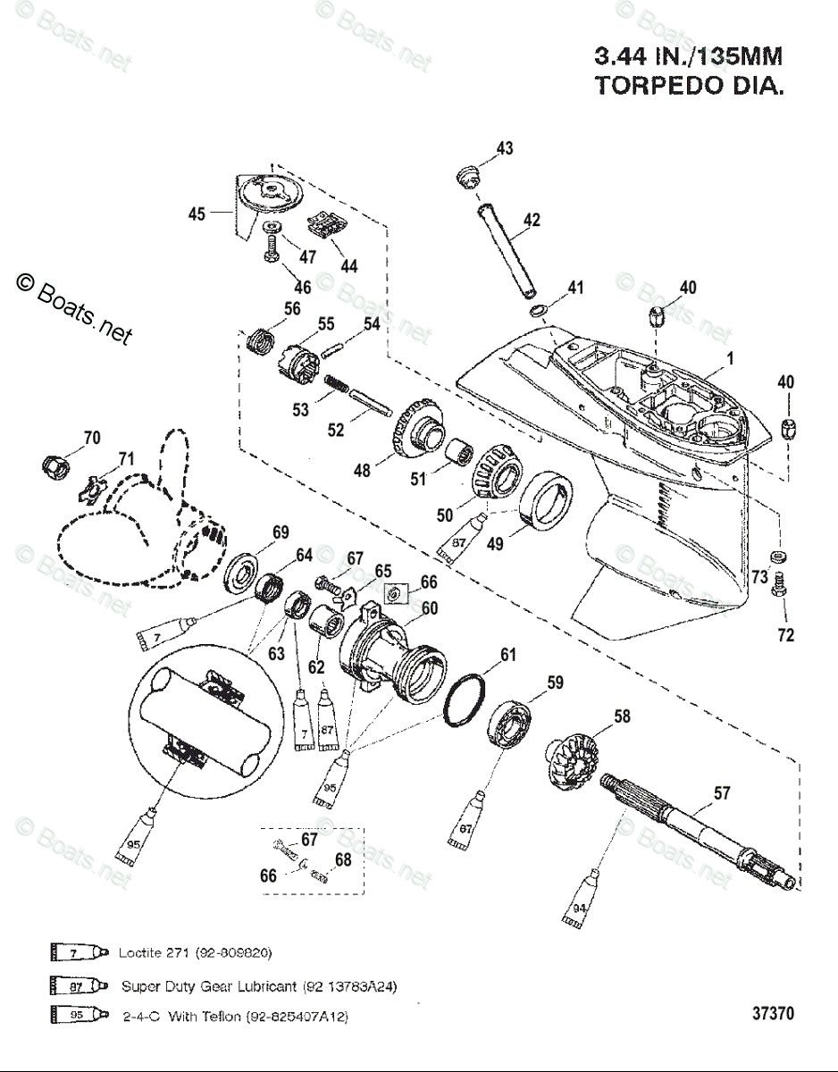 Mariner Outboard 1995 OEM Parts Diagram for Gear Housing (Propeller