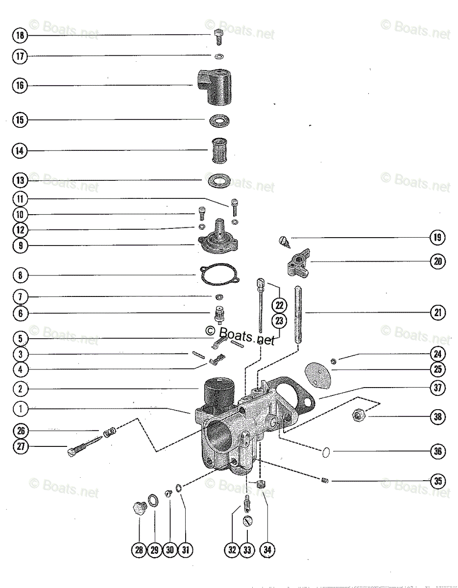 Mercury Outboard 50HP OEM Parts Diagram for Carburetor Assembly