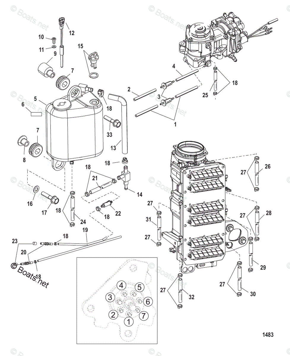 Mercury Outboard 250HP OEM Parts Diagram for Oiling System 200/225/200 ...