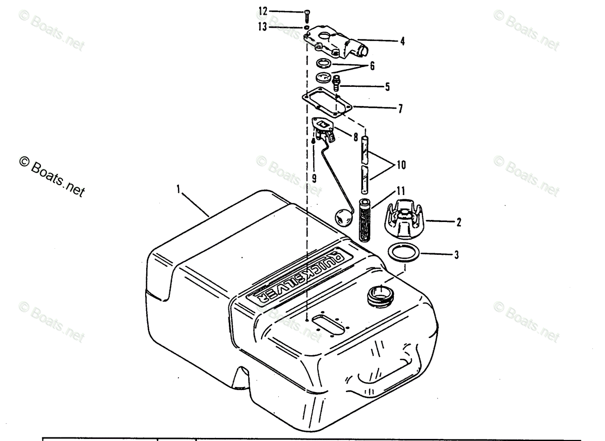 Mariner Outboard 1988 OEM Parts Diagram for Fuel Tank and Fuel Line