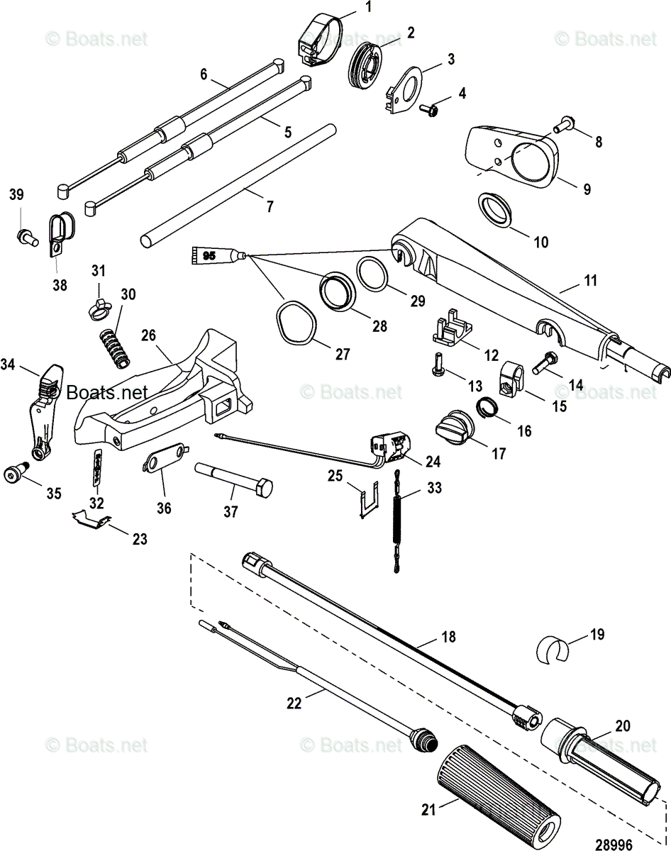 Mercury Outboard 40HP OEM Parts Diagram for TILLER HANDLE | Boats.net