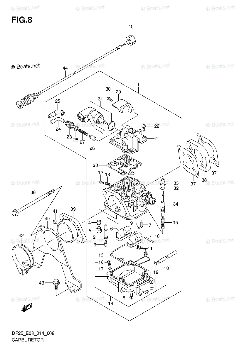 Suzuki Outboard 2014 OEM Parts Diagram for CARBURETOR (DF25