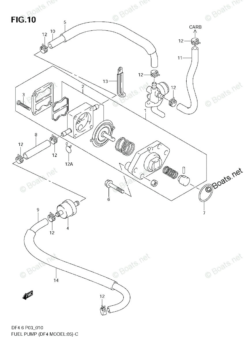 Suzuki Outboard 2011 OEM Parts Diagram for FUEL PUMP (DF4 MODEL:05 ...