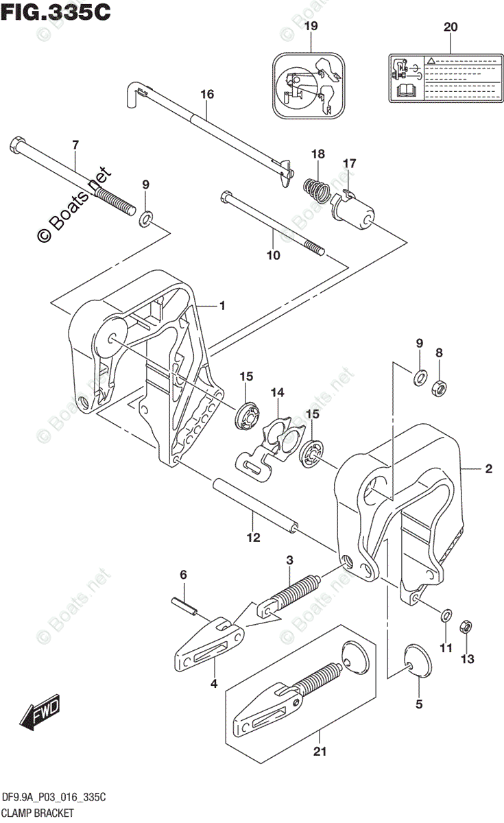 Suzuki Outboard 2016 OEM Parts Diagram for CLAMP BRACKET (DF9,9A P03 ...