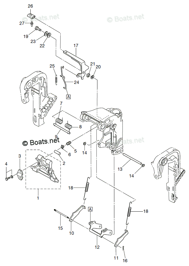 Nissan Outboard 2011 OEM Parts Diagram for Manual Tilt (M Model