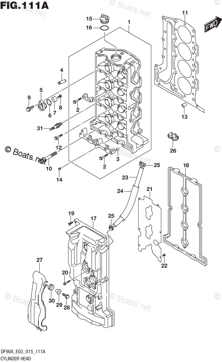 Suzuki Outboard Parts by Year 2015 OEM Parts Diagram for CYLINDER HEAD