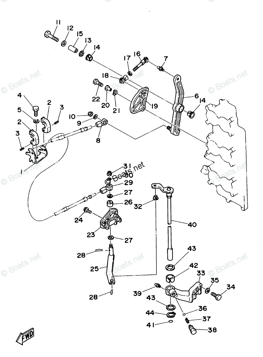 Yamaha Outboard Parts by HP 225HP OEM Parts Diagram for Control | Boats.net