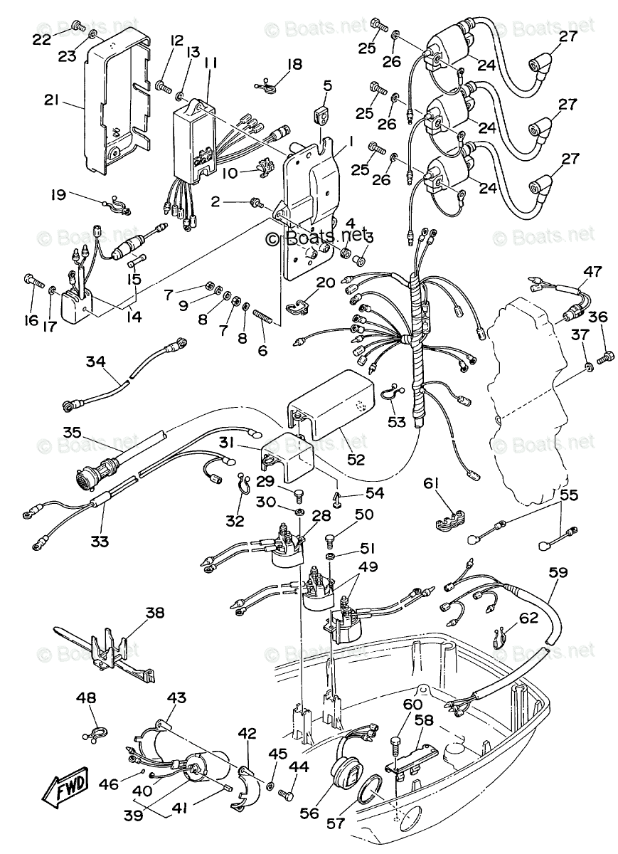 Yamaha Outboard Parts by HP 70HP OEM Parts Diagram for Electrical - 1