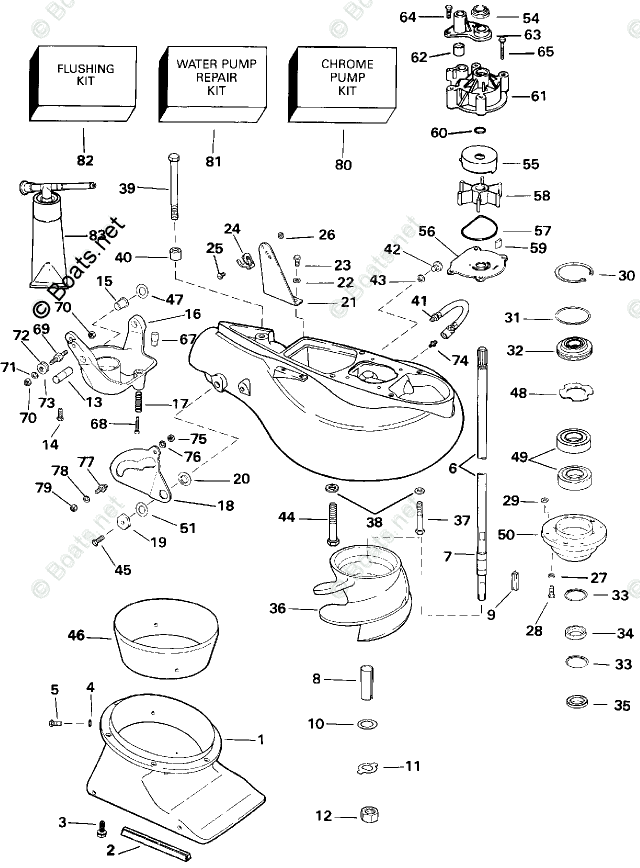 OMC Quiet Rider 90HP OEM Parts Diagram for Jet Drive Kit | Boats.net