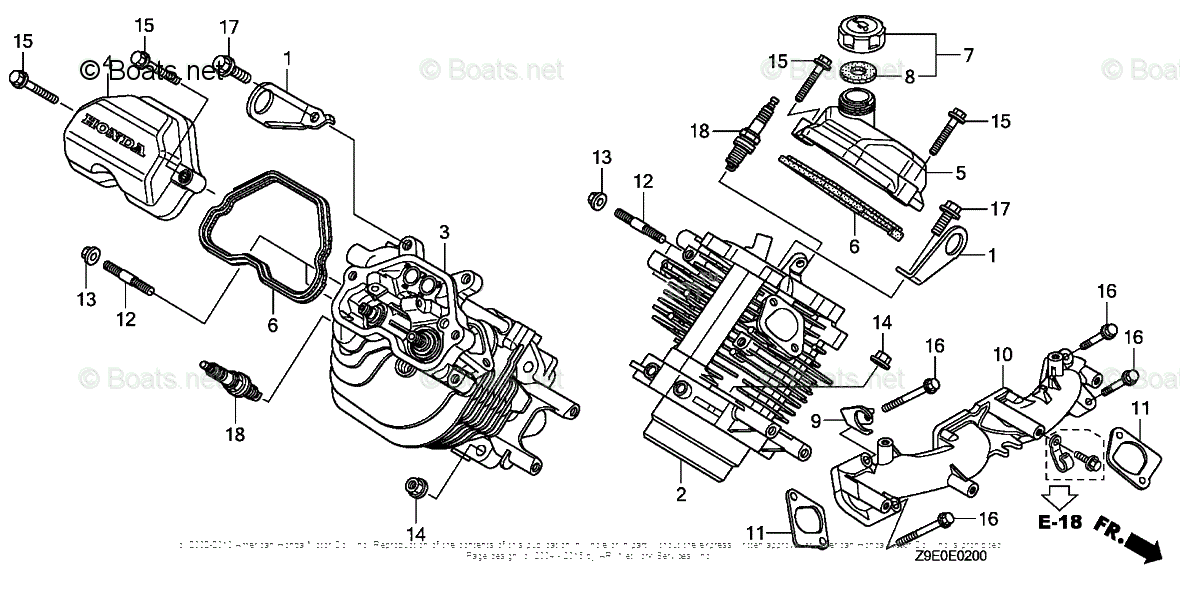 Honda Small Engine Parts GX690 OEM Parts Diagram for CYLINDER HEAD