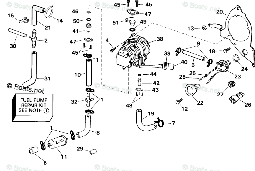 Johnson Outboard 225HP OEM Parts Diagram for FUEL PUMP