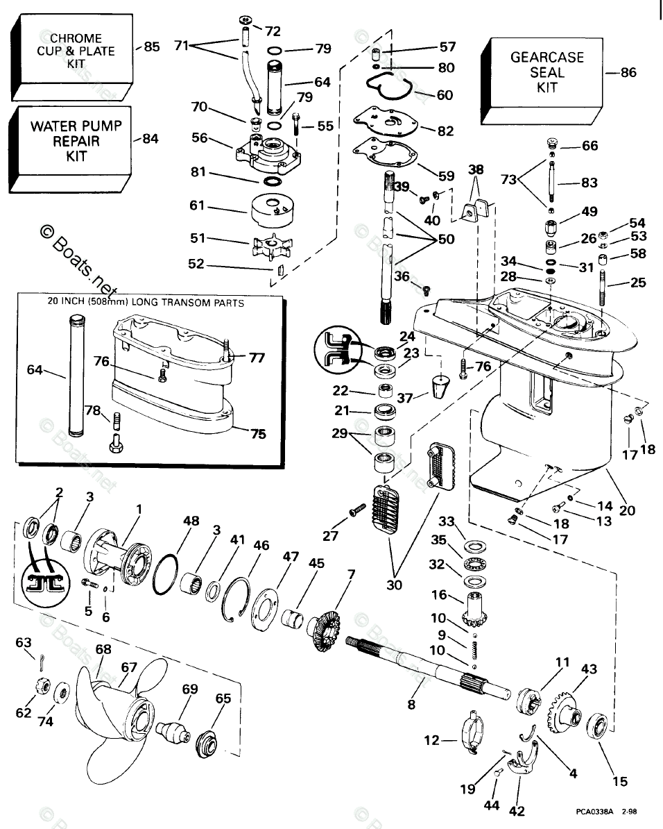 Evinrude Outboard 1998 OEM Parts Diagram for Gearcase | Boats.net