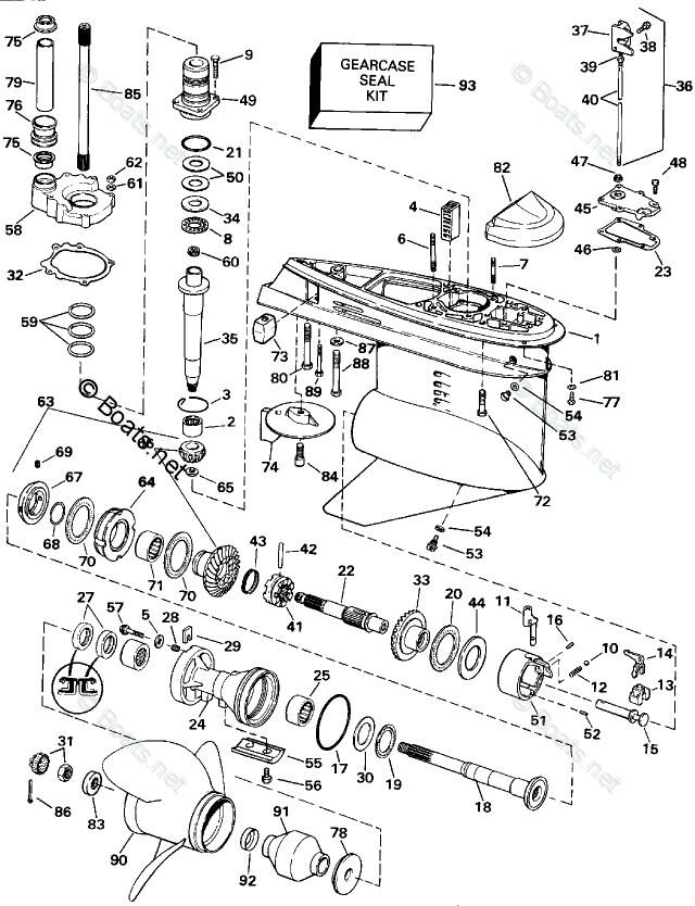 OMC Sterndrive 5.0L 305 CID V8 OEM Parts Diagram for Lower Gearcase ...