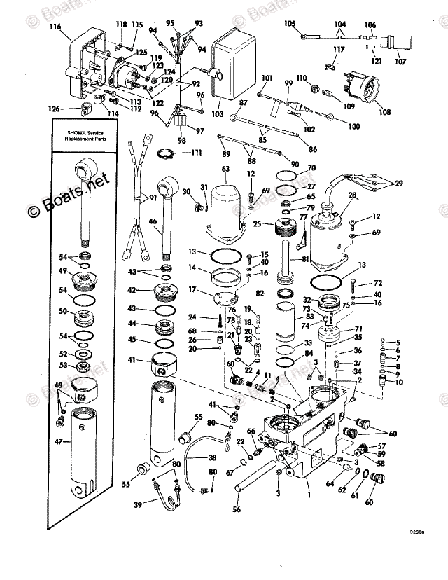 Johnson Outboard 115HP OEM Parts Diagram for Power Trim/Tilt