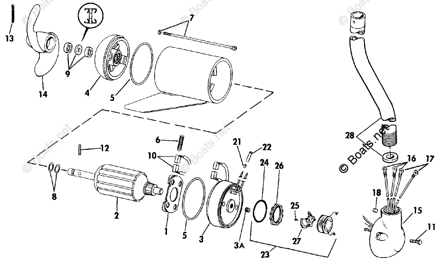 OMC Trolling Motor 24 Volt OEM Parts Diagram for Motor And Adapter ...