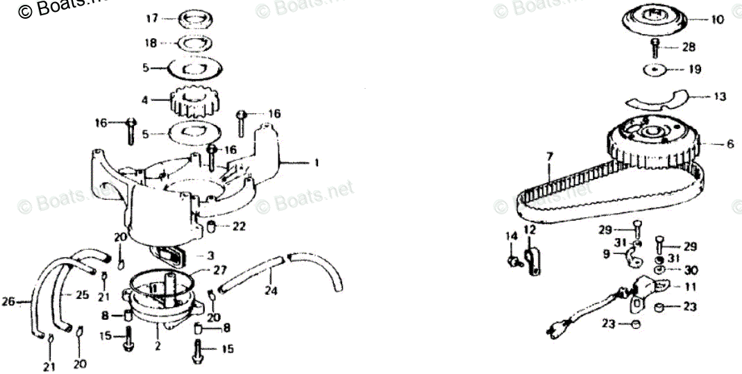 Honda Outboard 2007 And Later OEM Parts Diagram for Starter Case + Cam