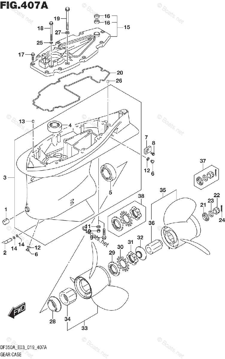 Suzuki Outboard 2019 OEM Parts Diagram for GEAR CASE | Boats.net