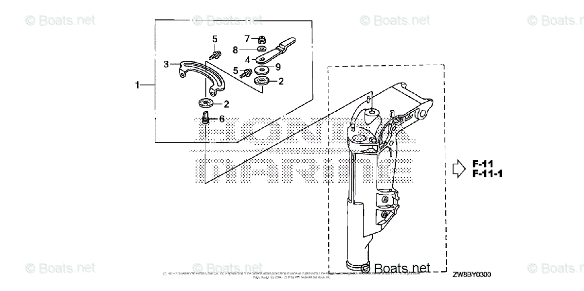 Honda Outboard 2007 And Later OEM Parts Diagram for STEERING