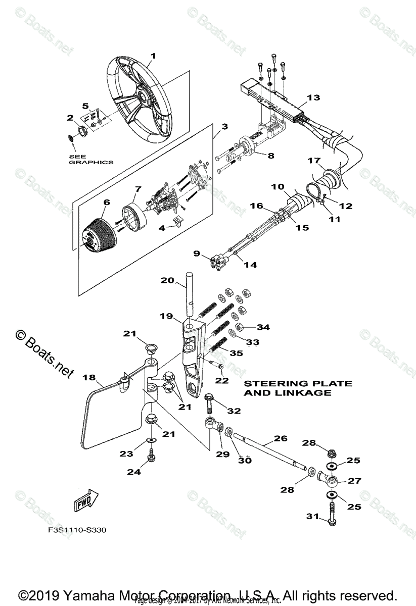 Yamaha Boats 2018 OEM Parts Diagram for Steering