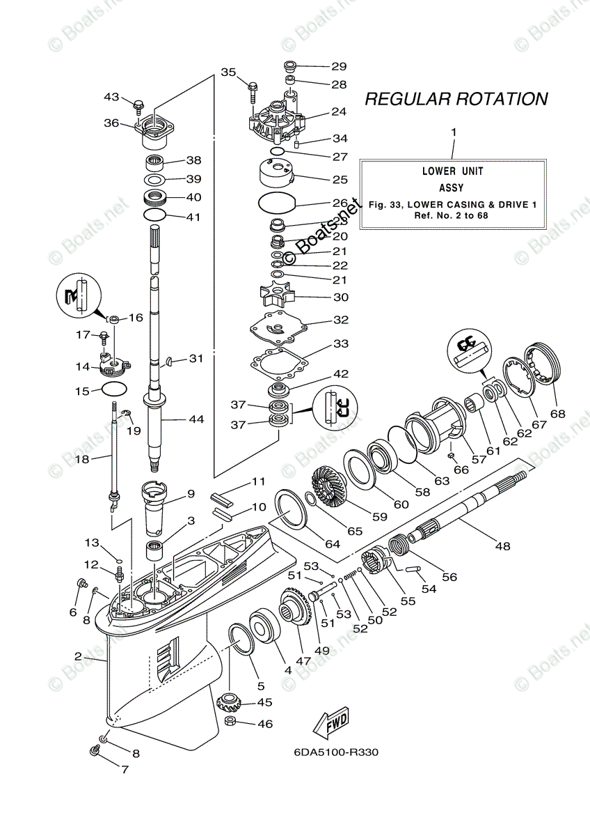 Yamaha Outboard 2022 OEM Parts Diagram for Lower Casing Drive 1 | Boats.net