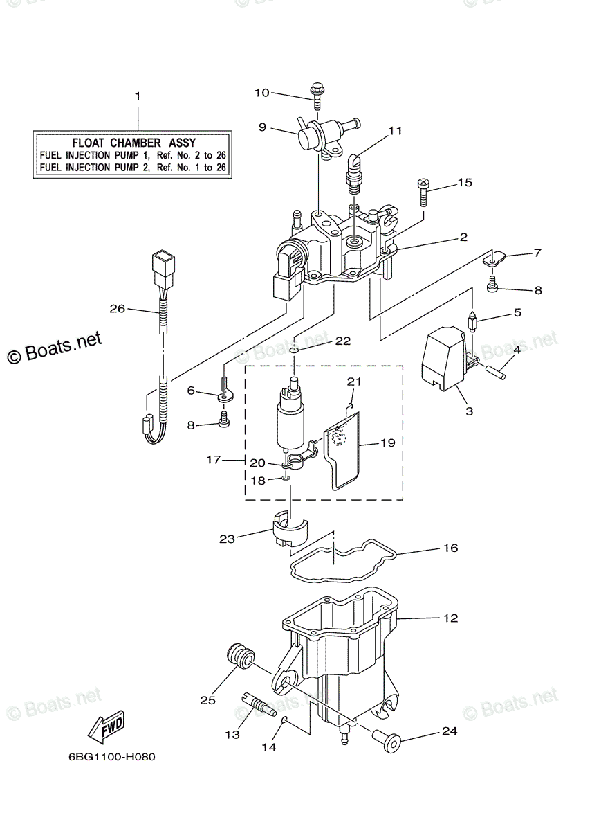 Yamaha Outboard 2008 OEM Parts Diagram for Fuel Injection Pump 1 ...