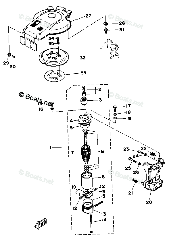 Yamaha Outboard 1990 OEM Parts Diagram for Starting Motor (30E) | Boats.net