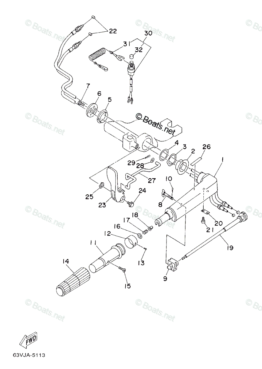 Yamaha Outboard 1998 OEM Parts Diagram for Steering | Boats.net