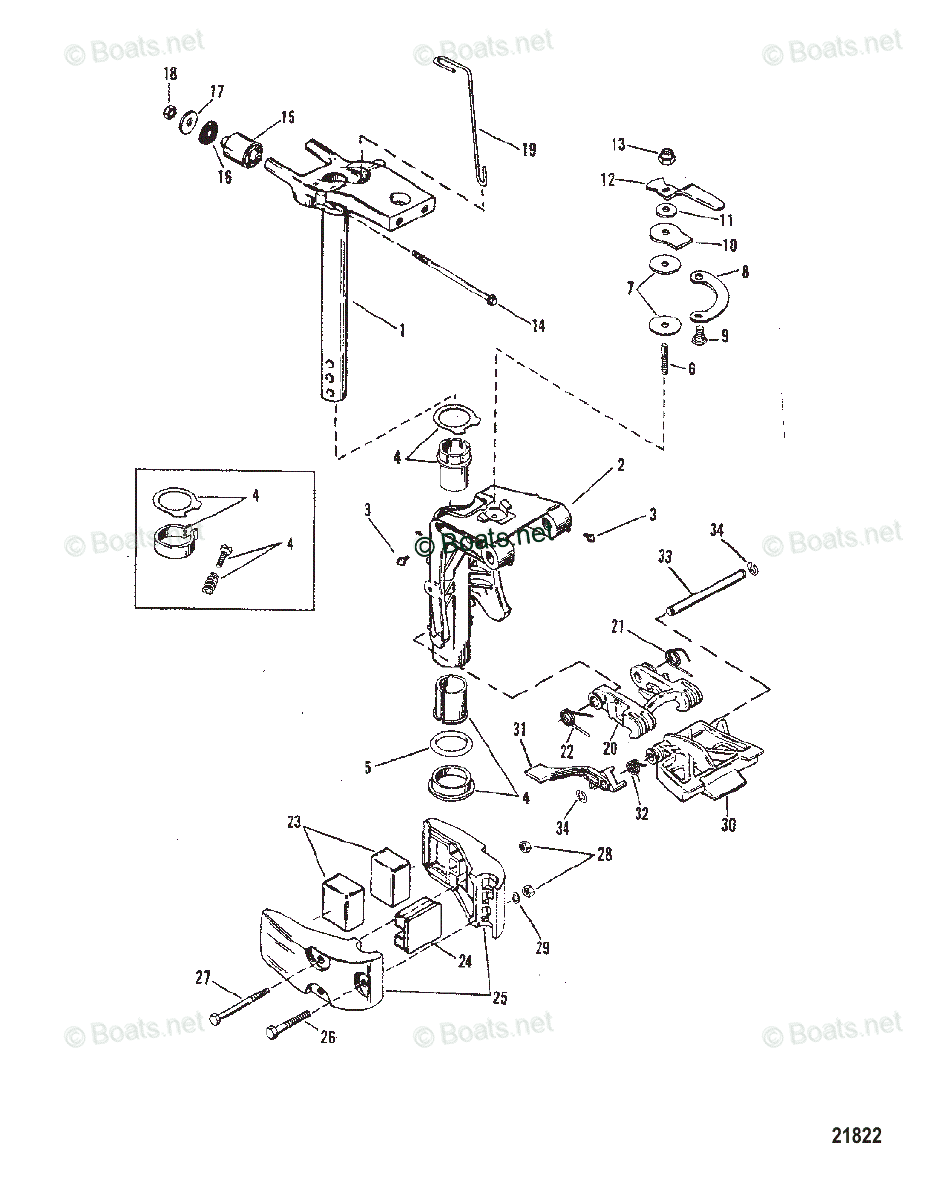 Mercury Outboard 25HP OEM Parts Diagram For Swivel Bracket Assembly ...