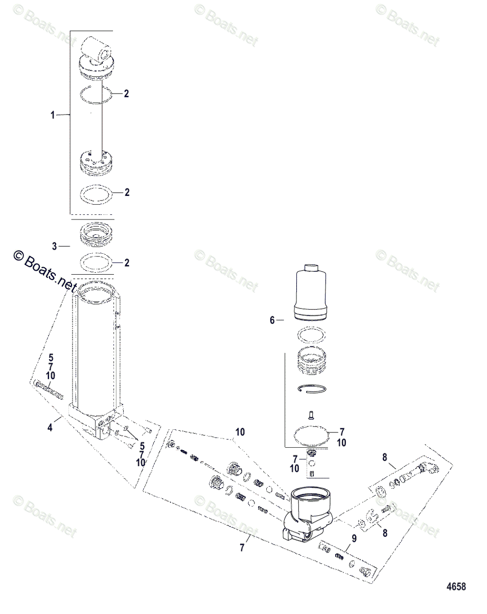 Mercury Outboard 90HP OEM Parts Diagram For MANUAL TILT ASSIST ...