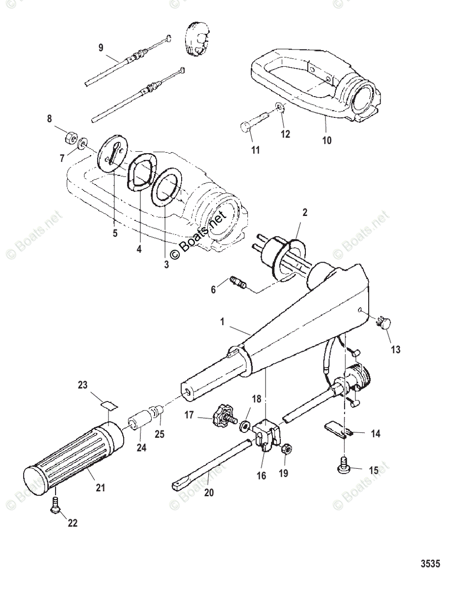 Mercury Outboard 15HP OEM Parts Diagram for TILLER HANDLE