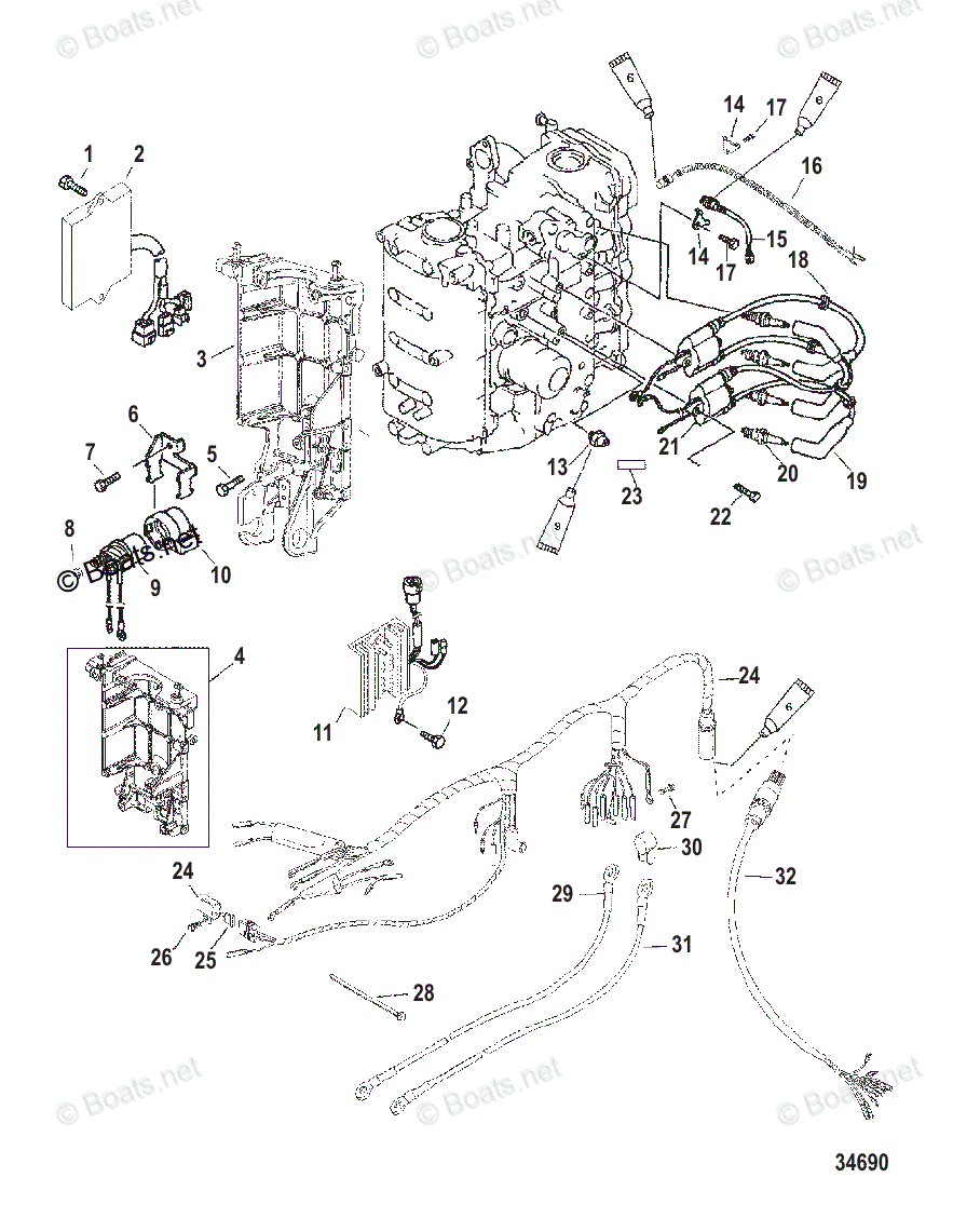 Mercury Outboard 50HP OEM Parts Diagram for Electrical Components ...