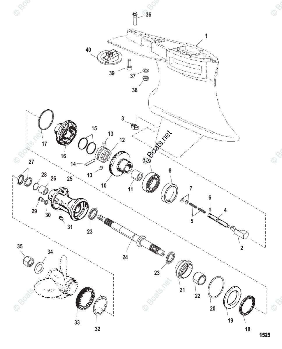 Mercury Outboard 200HP OEM Parts Diagram for Gear Housing, Propeller ...