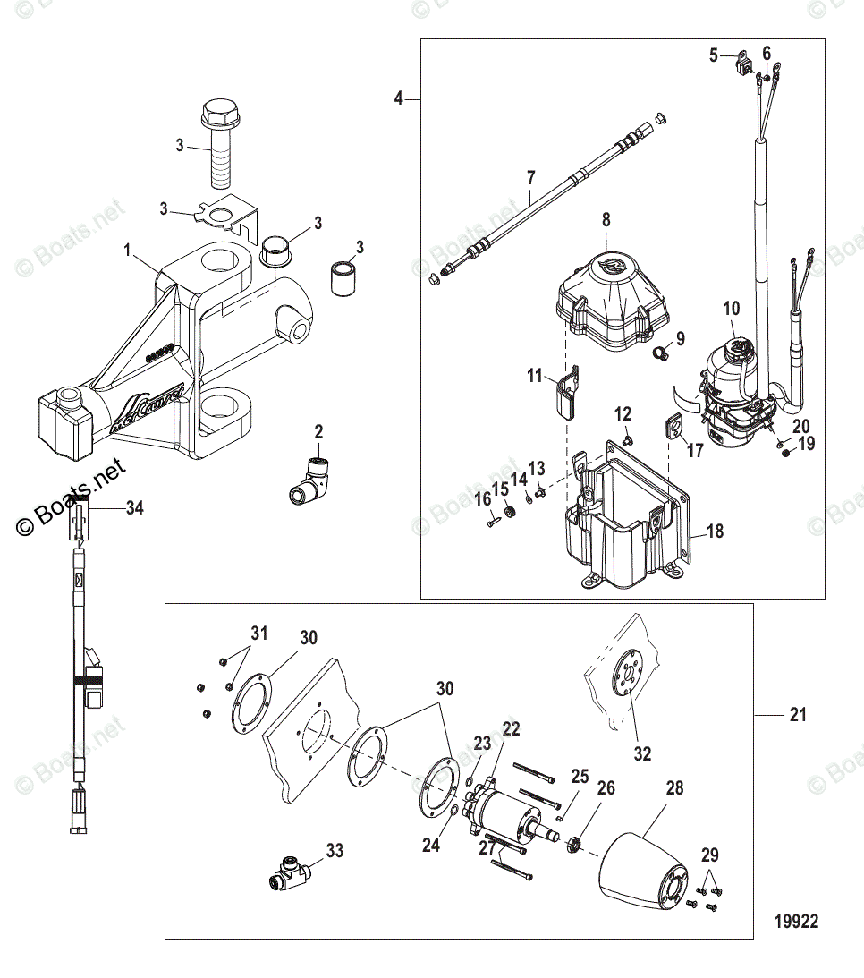 Mercruiser Sterndrive Outdrives OEM Parts Diagram for Electro-Hydraulic ...