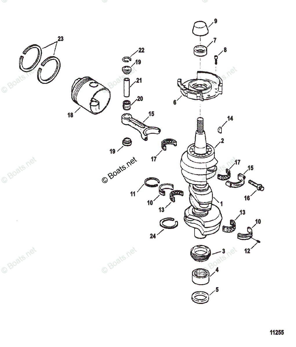 Mercury Sportjet Jet Drive 90HP OEM Parts Diagram for Crankshaft and ...