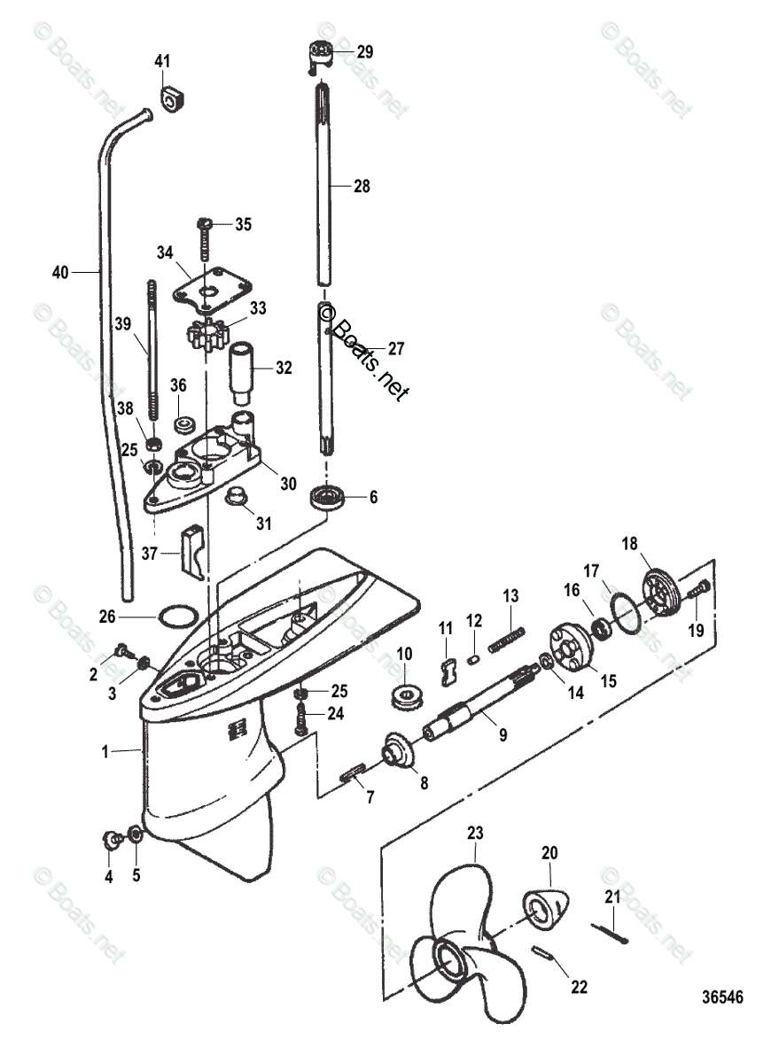 Sears Outboard 5HP OEM Parts Diagram for Gear Housing